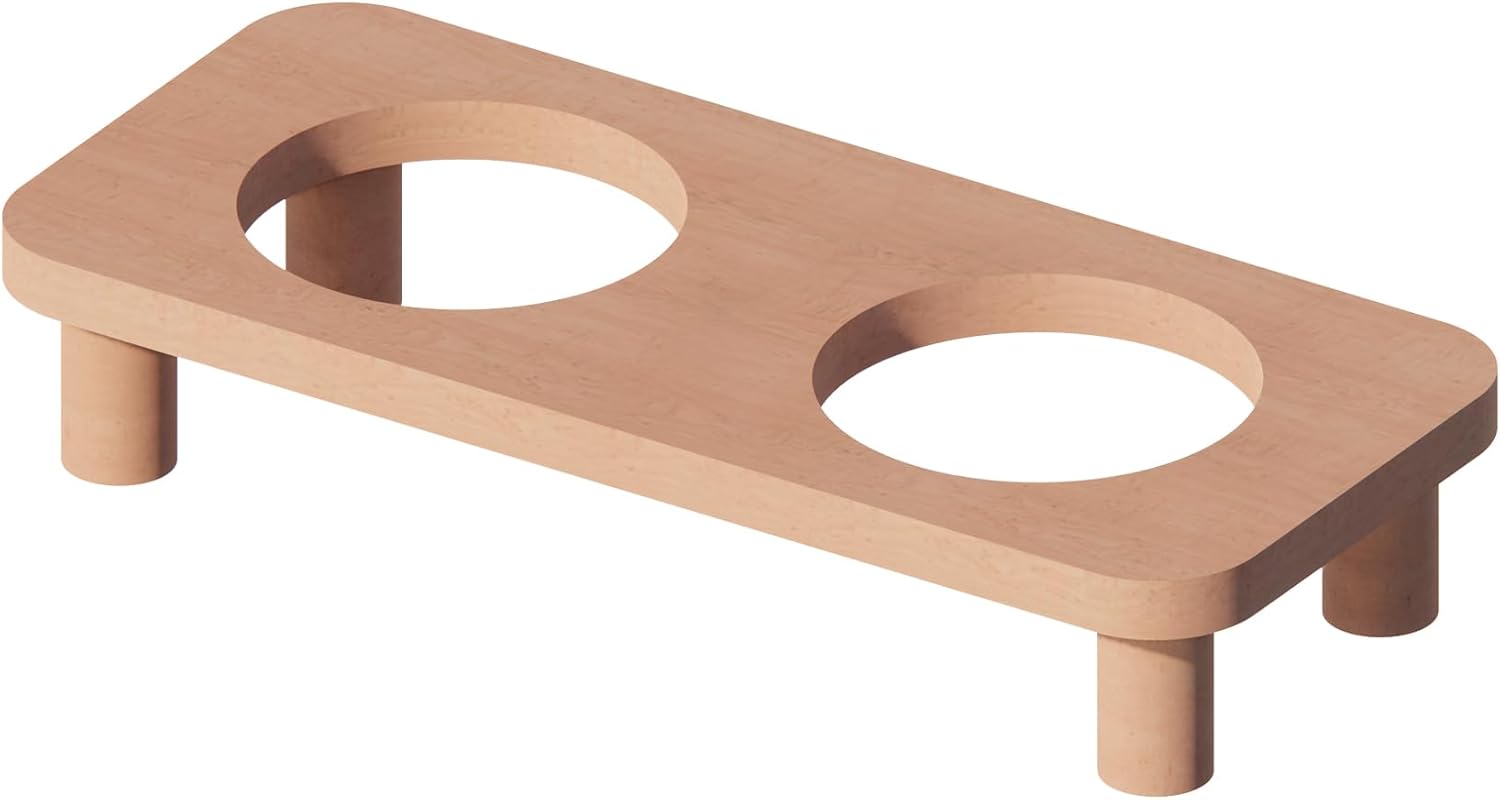 DownPat Solid Wood Cat Bowl Stand,Cats Food Table,Elevated Feeding Station for Cat Food/Water Bowl,Bowl Not Included,Pet Feeder for Cats and Puppy (Double Bowl, 2.8")