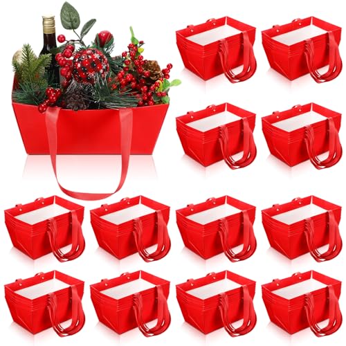 Glenmal 72 cestas vacías de papel kraft a granel con asas de 9.8 x 6.5 x 4.3 pulgadas, cesta de regalo vacía para llenar, bandejas de mercado para paquetes de regalo, envoltura, boda, fiesta, Navidad,