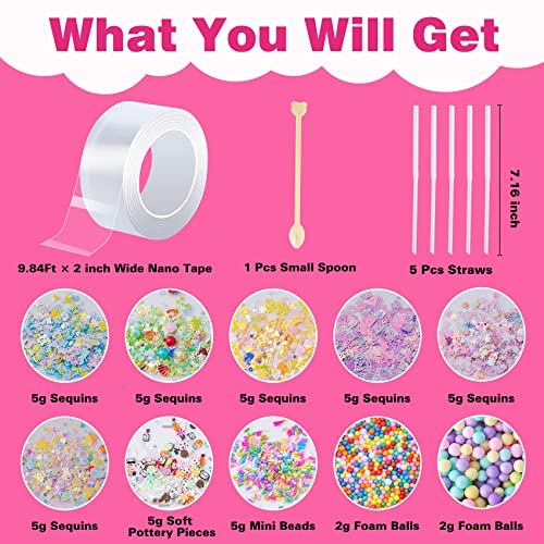 Nano Tape Bubble Kit For Kids, (9.84Ft × 2Inch) Nano Tape Plastic Bubbles Balloon Diy Craft Kit With Double Sided Elastic Bubble Blowing Tape Fidget Party Favors Gifts #TOP1