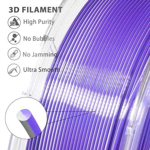Image of iSANMATE PLA Filament 1.75mm Dual Color Filament, Shiny Silk PLA 3D Printer Filament, Coextruded Filament 3D Printing Filament Magic PLA, 1 kg /Spool (Purple and Silver)