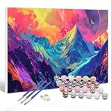 Pintar por Numeros Adultos Paisaje, DIY Montaña Painting by Numbers Kits, Cuadros para Pintar por Numeros con Pinceles y Pinturas Acrilicos, Decoración del Hogar, Regalo, 70x40cm, (Sin Marco), X-30
