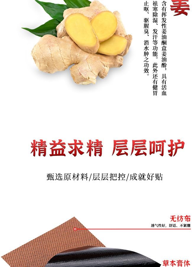 100片【草本亲肤·热力呵护】艾草生姜发热贴 直接贴肤热敷贴 肩颈腰腹关节暖贴 8-10小时恒温养护贴（100片） (生姜贴)
