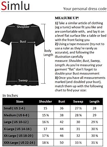 Simlu Womens Short Sleeve Tunic Tops Plus Size and Reg Tunic Shirt for Leggings - Made in USA