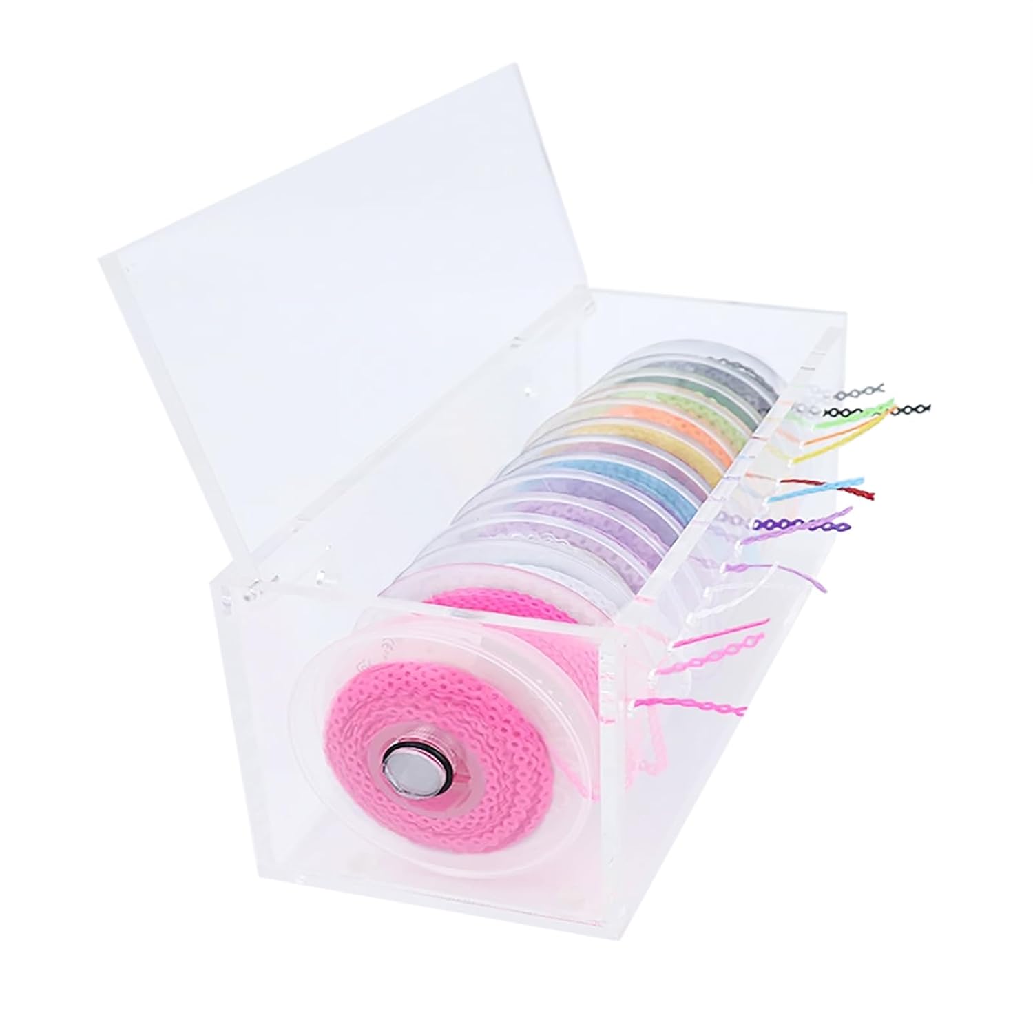 Power Chain Organizer Case, YOUYA DENTAL Dental Orthodontic Power Chain Storage Box Elastic Rubber Chain Dispenser Orthodontic Braces Rubber Band Dispenser Acrylic Holder with Lid