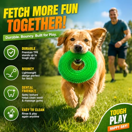 Image of Squeaky Dog Toys for Aggressive Chewers, Floating Donut Ring for Large Dogs