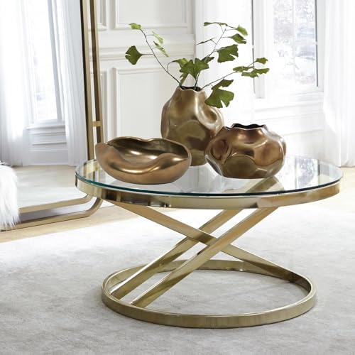 Howard Elliott Collection Matte Bronze Abstract Ceramic Bowl for Table Decor, Modern Glossy Rustic Design Decorative Bowl for Weddings, Floral Arrangements & Decoration