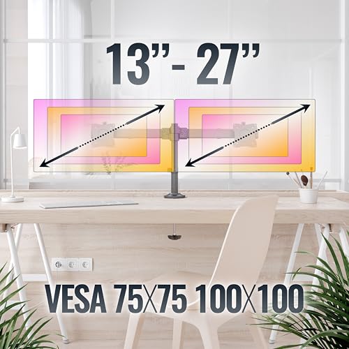 Support 2 Écrans PC Articulé RICOO pour Supprimer le Mal de Dos au Bureau - 6