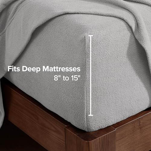 Image of Bare Home Super Soft Fleece Sheet Set (Full, Light Grey)