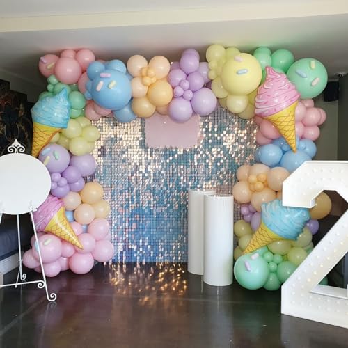 Image of Pastel Balloons 12 Inch Rainbow Maca Pink Blue Purple Green Yellow Balloon