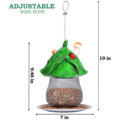 Bird Feeders, Green Solar Bird Feeder For Outdoor Hanging, Metal Bird Feeder For Cardinal, Finch, Sparrow, Chickadee, Blue Jay, Bluebird And Wild Birds 3.5 Lb Seed Capacity, Gift For Bird Lovers #TOP3