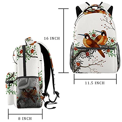 Sac à dos décontracté oiseaux et fleurs aux finitions soignées - 2