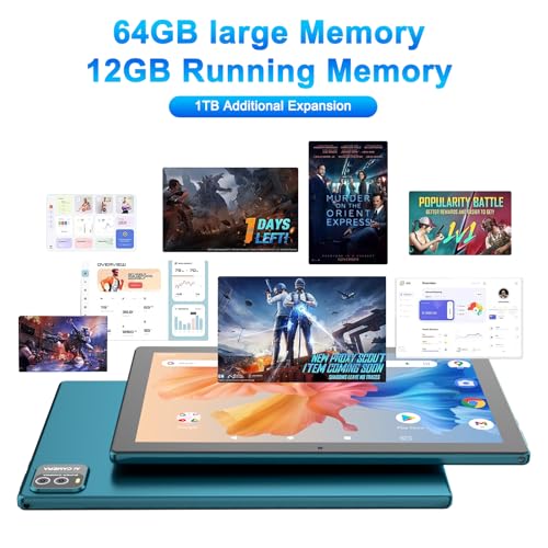 Image of ATOZEE 10 Inch Tablet Android 15 Tablets 2 in 1 Tablet with Keyboard 12GB RAM+64GB ROM(Supports 1TB Expansion) Tableta 2MP+8MP Camera 6000mAh Battery Mouse /Case /Stylus 5G WiFi-6 10.1 inch Android Tablets