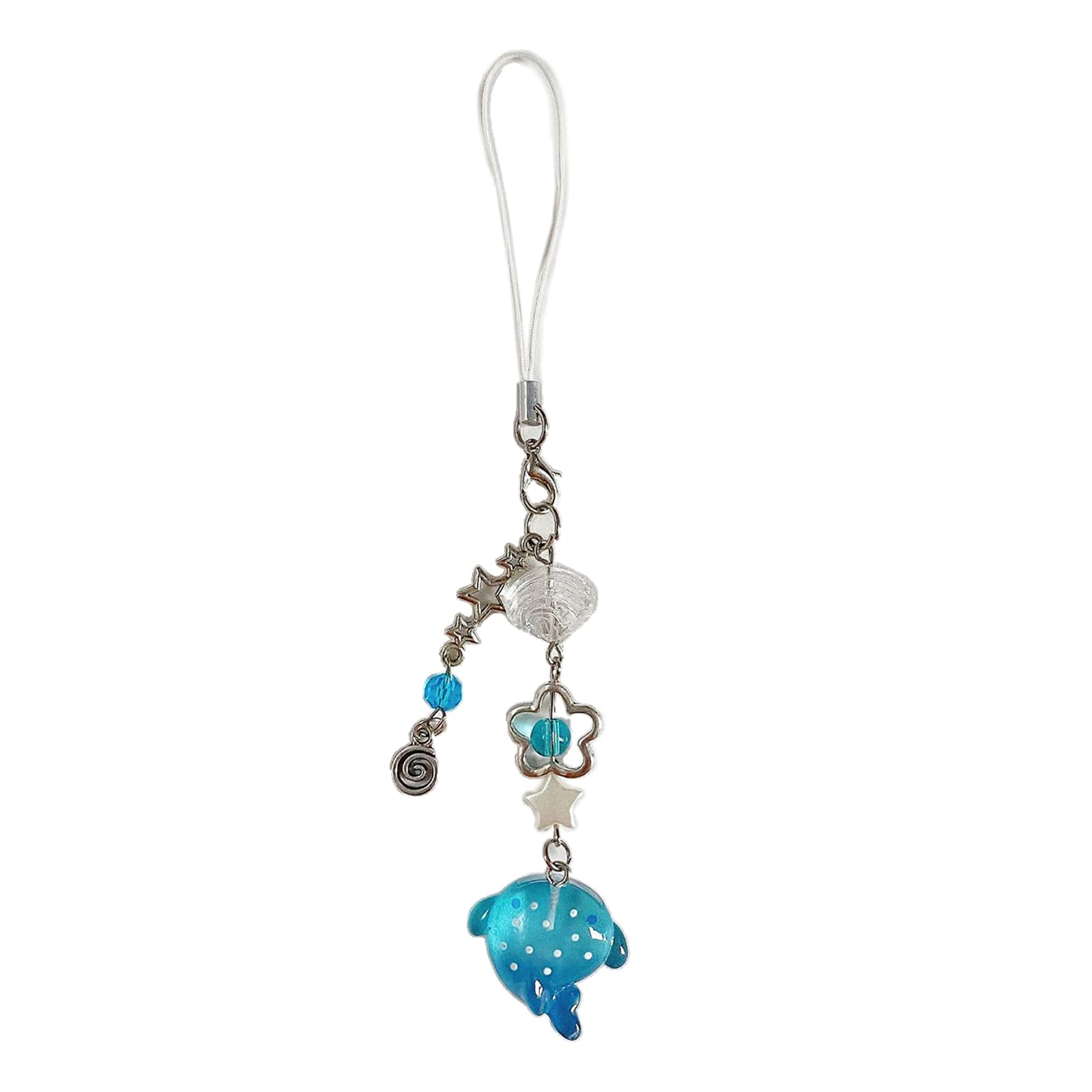 Meiliyizu Beaded Dot Shark Charm, Handcrafted Shark Charm, Trendy Keyrings Accessory, Phone Lanyard