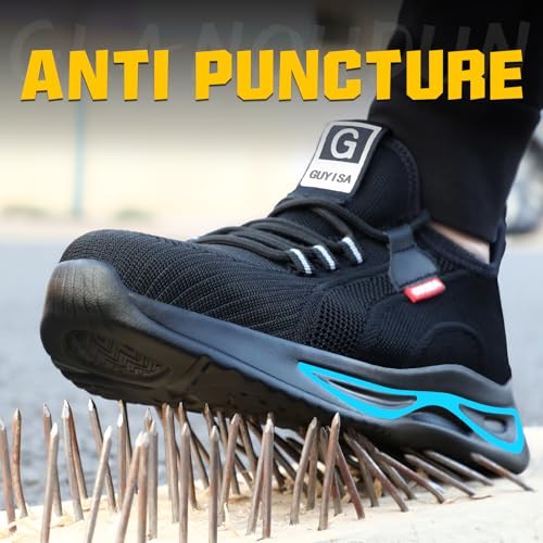 GLANOUDUN Steel Toe Shoes for Men Lightweight Work Shoes for Men Black Steel Toe Sneakers Comfortable Safety Tennis Sneakers Indestructible Men's Safety Footwear Industrial Construction3