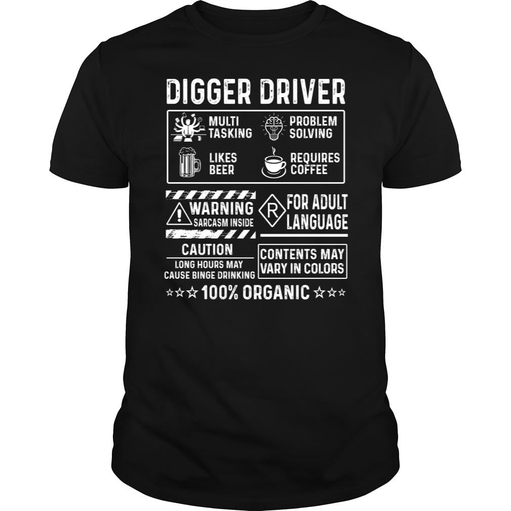 Digger Driver Multitasking Problem Solving Job Title - Unisex Tee Black
