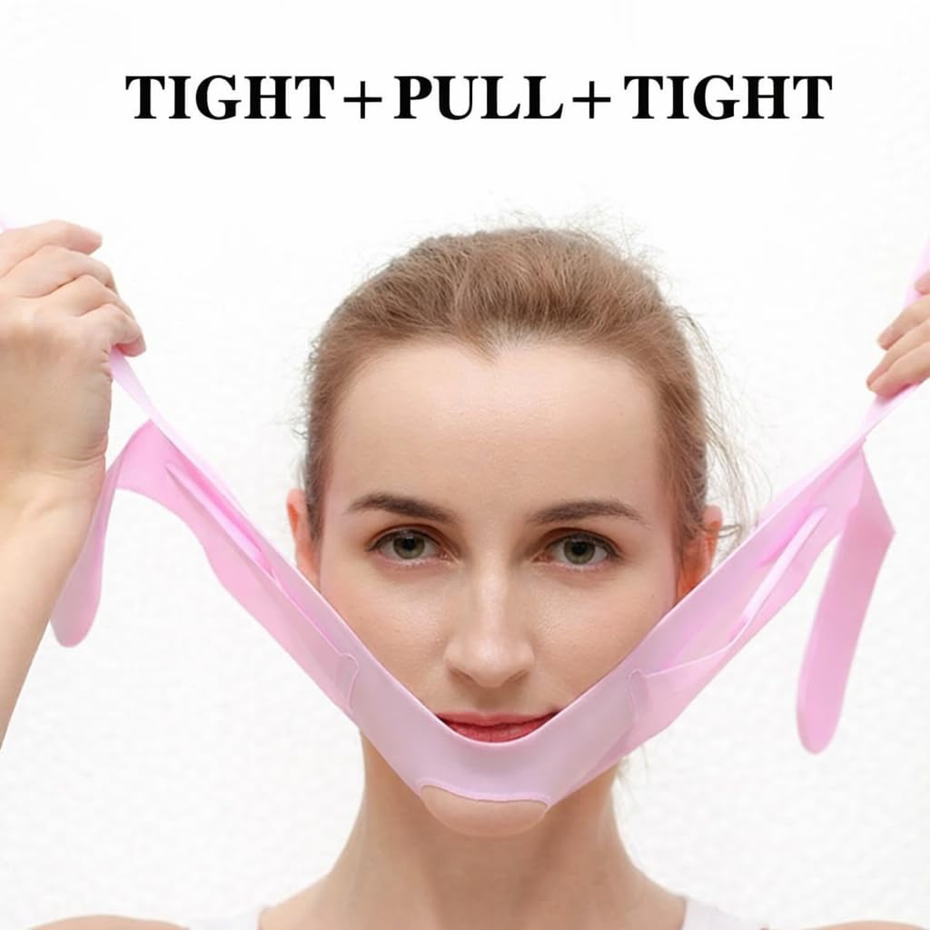 Silicone V Face Mask, Face Lift Up Belt for Facial Slimming, Chin & Cheek Slimming Bandage Mask, Double Chin Fat Reducer, Skin Tightening for Women & Men