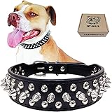 Collares de perro con pinchos: las puntas no son demasiado afiladas, por lo que no daña la piel de tu mascota y las tachuelas no tiran del pelo de los perros. Con el collar de perro con tachuelas, tu perro no puede destruir el collar ni ser mordido alrededor del cuello debido a las tachuelas. Le da una protección adicional durante los juegos o peleas con gatos y otros perros.