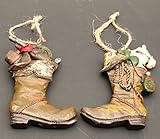 Peso: 1,1lb IWGAC Juego de 2 adornos de botas de resina para Navidad