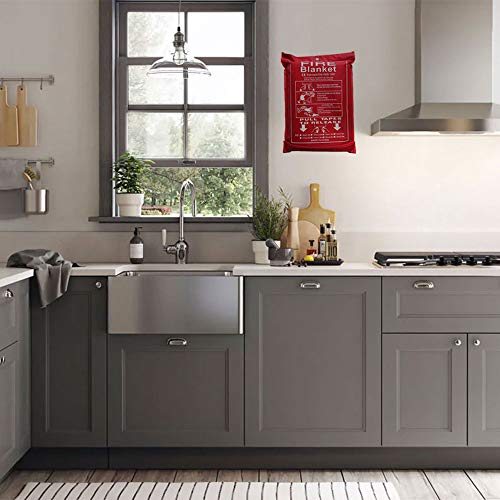 PADOMA Fire Blanket Fire Suppression Blanket (2 PACK) Heavy Duty Fiberglass Cloth, Emergency Fire Safety Blanket Reusable For People, Designed For Kitchen, Fireplace, Grill, Car, House, 39.3X 39.3inch