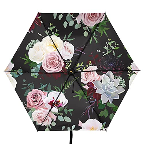 Parapluie pliable compact de qualité supérieure aux motifs roses - 2