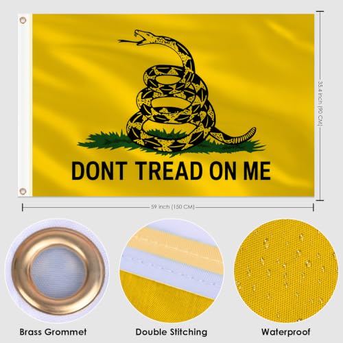 Image of Ahfulife 2pcs Dont Tread on Me Flag 3x5 Ft USA Gadsden Flag