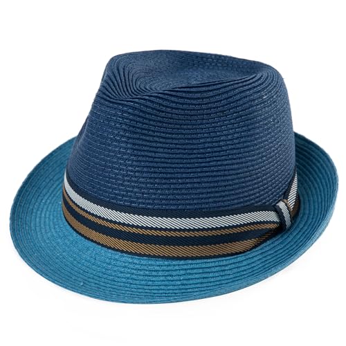 Image of Comhats Oversize XL XXL Mens Summer Straw Fedoras Sun Hats Panama Derby Packable 57-64cm 22.4 inch-25.2 inch 7 1 /8-8
