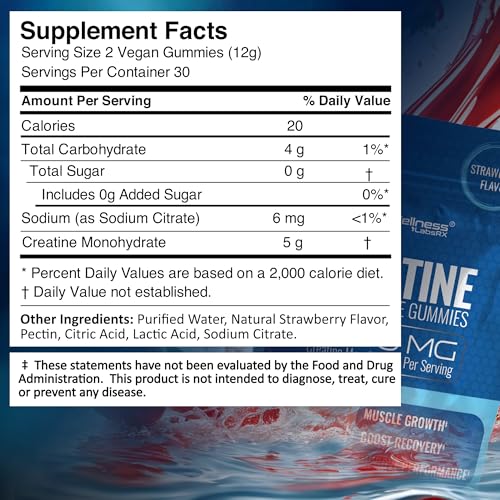 Image of Creatine Gummies 5000mg, 30 Servings Creatine Monohydrate Gummies - Third-Party Tested Creatine for Women, Strawberry Flavor Creatine for Men, Muscle Growth, Strength, and Recovery - Pack of 1