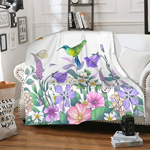 Hummingbird Birds Soft Throw Blanket All Season Microplush Thick Warm Blankets Tufted Fuzzy Flannel Throws Blanket For Bed Sofa Couch 50"X40" #TOP5