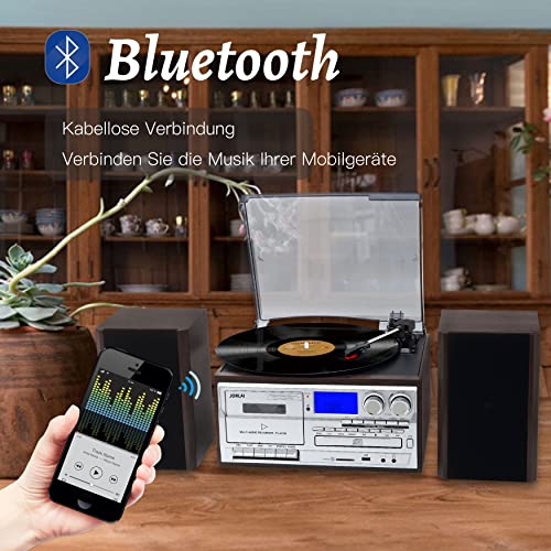 Jorlai Platine Tout-en-Un avec Haut-Parleur stéréo Externe, Lecteur de Disque Bluetooth 3 Vitesses avec Lecture CD/Cassette, Radio AM/FM, Codage USB/SD, entrée Aux-in/RCA Line-Out - Les Beatles, Paul McCartney, John Lennon, RIngo Starr, George Harrison Jorlai Platine Tout-en-Un avec Haut-Parleur stéréo Externe, Lecteur de Disque Bluetooth 3 Vitesses avec Lecture CD/Cassette, Radio AM/FM, Codage USB/SD, entrée Aux-in/RCA Line-Out – Image 6