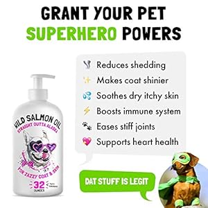 Wild Alaskan Salmon Oil for Dogs & Cats – Pure Fish Omega 3 6 9 Liquid EPA DHA Fatty Acids – Skin & Coat Supplement – Supports Joint Function, Brain, Eye, Immune & Heart Health – Made in USA 32 oz