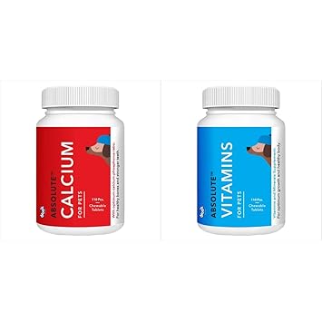 Drools Absolute Calcium Tablet- Dog Supplement, 110 Pieces & Drools Absolute Vitamin Tablet- Dog Supplement, 110 Pcs