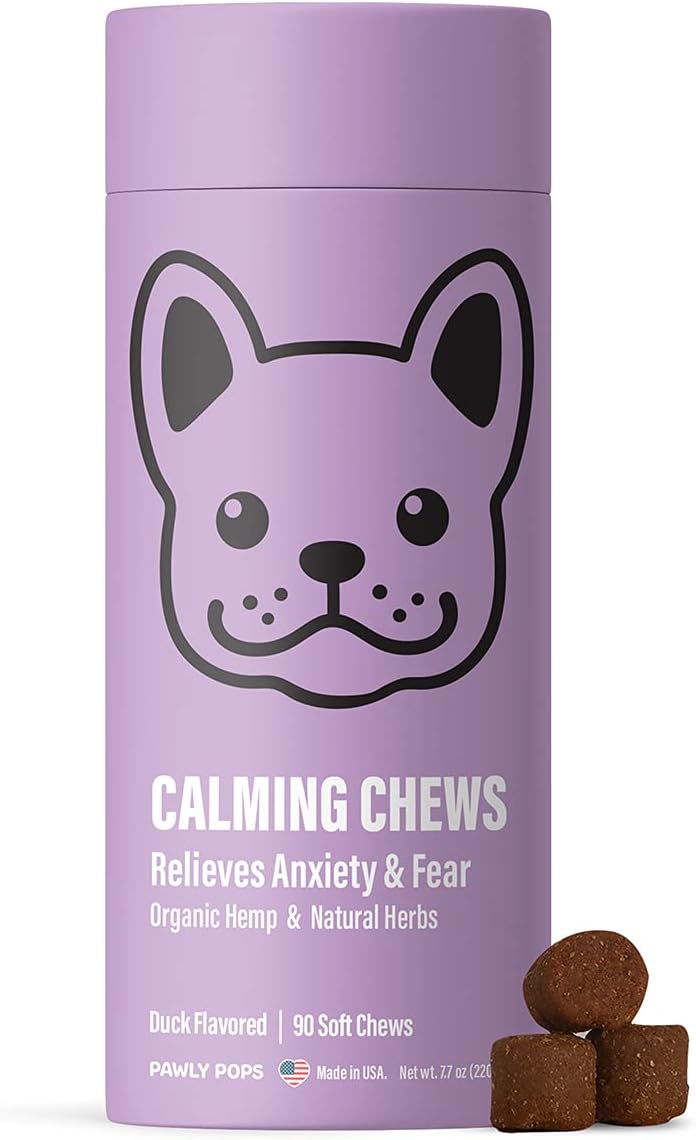 Pawly Pops Natural Calming Dog Treats, Calming Chews for Dogs, Made in USA, Helps With Dog Anxiety, Barking, Separation, Aggressive…