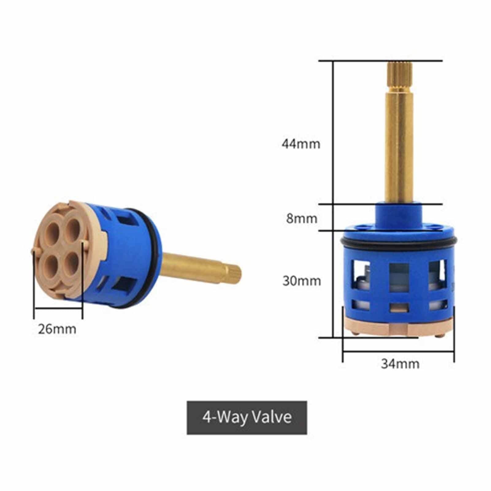 Cartucho de cerámica de 35 mm y 40 mm de repuesto para grifos de cocina y baño, ahorro de agua, 4 vías de largo, color azul, repuesto de válvula de grifo