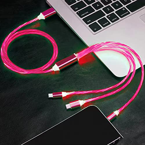 Wyshak 3 In 1 Light Up Charging Cable, Multi Led Charging Cable, Light Up Charger, Usb Charger Cord, Compatible With Most Cell Phones (Red) #TOP6