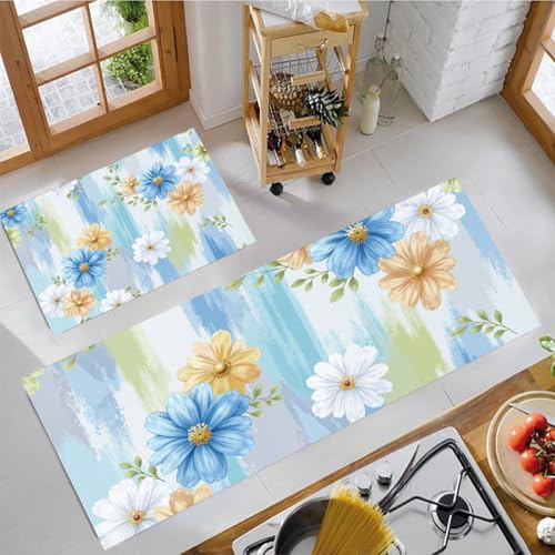 Alfombras de cocina para pasillo de diseño elegante tapetes lavables con base de silicona 2