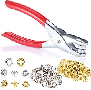 1/4 Inch Grommet Eyelet Plier Set, Eyelet Hole Punch Pliers Kit with 300 Metal Eyelets, Grommet Tool Kit for Leather Clothes Belt