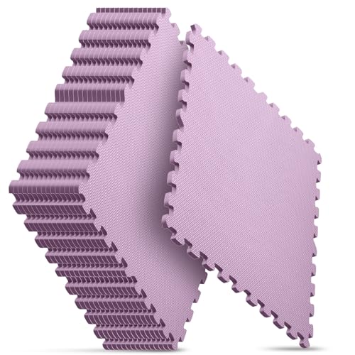 Home Gym Mat, Puzzle Exercise Mat, EVA Interlocking Foam Floor Tiles for Home Workout Equipment and Kids' Play Areas - Blue, 24 in x 24 in x 12 in - (Pink, 16 Pack(64 SQ FT))