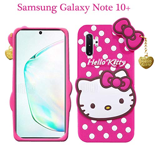 Image of Unirock Hello Kitty Back Case Cover for Samsung Galaxy Note 10+| 3D Cute Hello Kitty Case |Soft Silicone Rubber Back Cover with Pendant Kitty Cover for Samsung Galaxy Note 10+