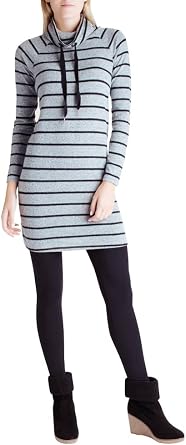 kensie Womens Brushed Stripe Knit Cowl Neck Tee Dress