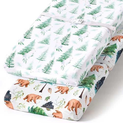 Image of BROLEX Changing Pad Covers for Baby: Boy Girls Ultra Stretchy Soft 2 Pack, Brown Polar Bears
