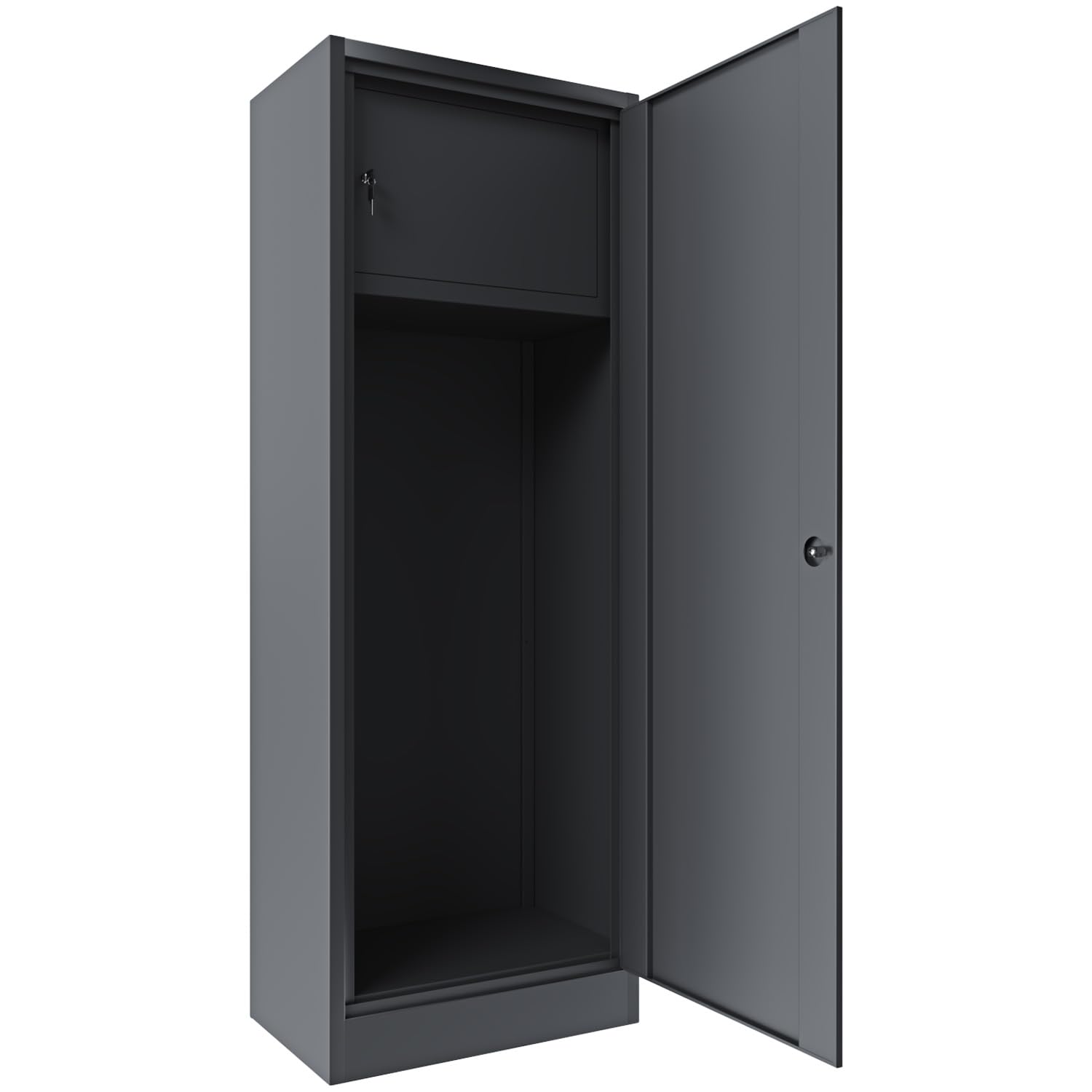 BRICOZONE Armadio Portafucili In Lamiera Di Acciaio Fuciliera 10 Posti Armadietto Per Armi Con Cassetto Tesoretto Con Serratura E Doppia Chiave 148 x 53.5 x 32 Cm Colore Grigio Scuro Cassaforte