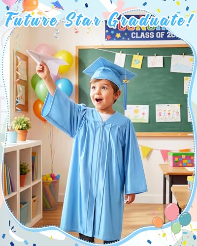 Image of Xuhal 6 Set Preschool Graduation Cap and Gown Set Kindergarten Grad Gowns Children Graduation Cap with 2026 Grad Tassel