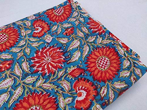 Tkanina bawełniana z nadrukiem blokowym Indyjska tkanina ręcznie drukowana tkanina bawełniana tkanina Yard Fabric Jaipuri Kurti drukowana tkanina na letnią sukienkę (10 jardów)
