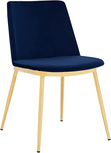 Miniatura 4 de Armen Living Messina - Juego de 2 sillas modernas de terciopelo y metal dorado con patas de comedor