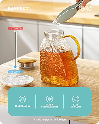 Miniatura 2 de Baffect Jarra De Agua De Vidrio De Borosilicato Alto Con Tapa De Acero Inoxidable, Resistente Al Calor Y Al Frío, 1.8 L 63 Oz.