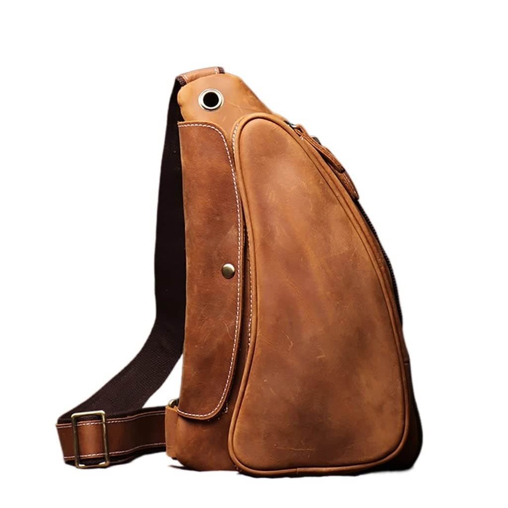 CLGZS Genuine Leather Chest Bag for Men Casual Messenger Bags Men's Chest Pack Large Capacity Business Bag Vintage