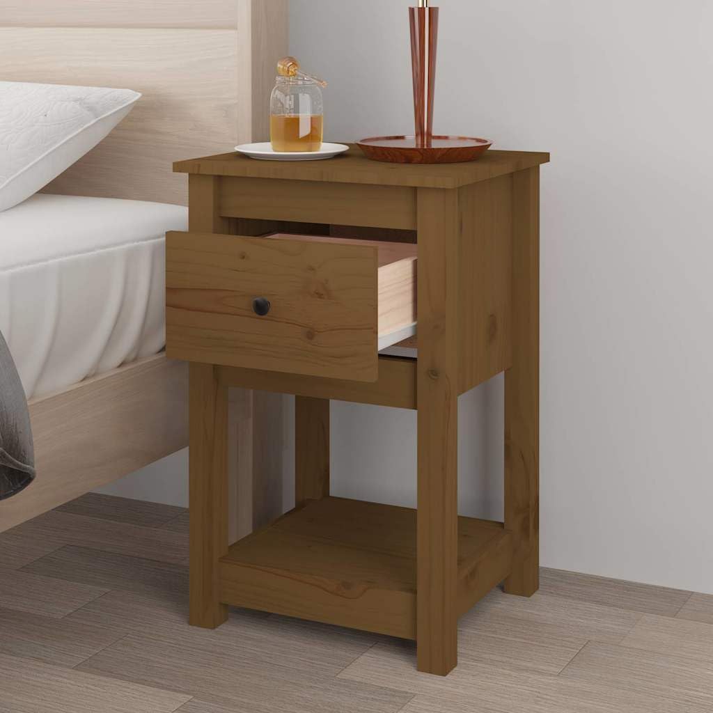 Comodino marrone miele in legno di pino massiccio, 40 x 35 x 61,5 cm, con ripiano superiore stabile, armadio versatile per camera da letto, ufficio, corridoio o officina