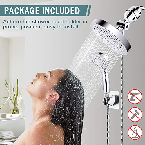 Taiker Filtered Shower Head, High Pressure Rainfall Shower Head/Handheld Shower Filter Combo, Luxury Modern Chrome Plated with 60'' Hose Anti-leak with Holder (Silver) - Thumbnail 6