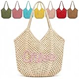 Personalized Crochet Beach Bag - Custom Name Woven Tote & Lightweight Summer Beach Bags for Women, Ideal for Bachelorette Party Favors, Bridesmaid Gifts and Travel
