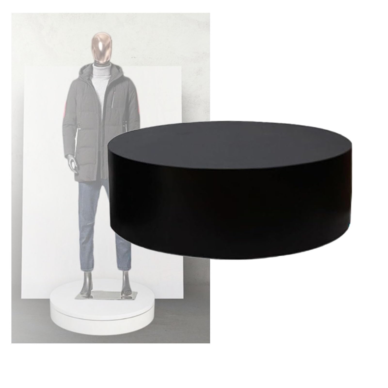 Présentoir rond noir avec charge 100 kg pour mannequin
